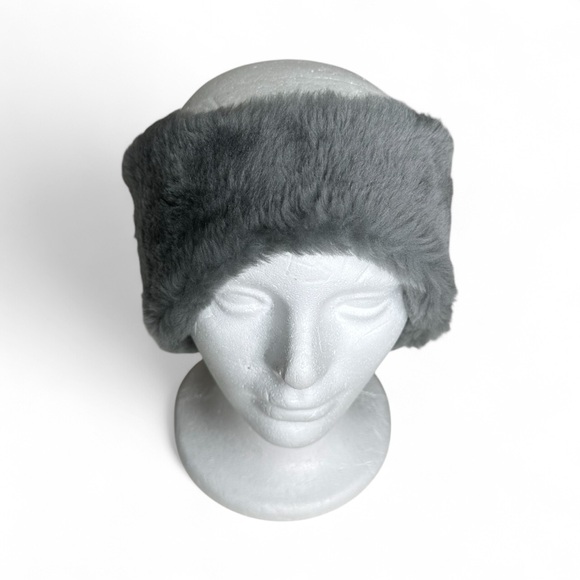 UGG Reversible Leather and Shearling Headband Ear Muff Brand New! Gray - Picture 3 of 14